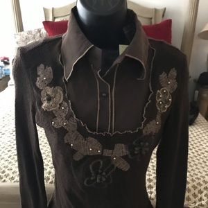 HENDI brown L Top. Never used. VINTAGE LOOK